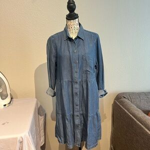 LOFT Indigo Chambray Shirt Dress
